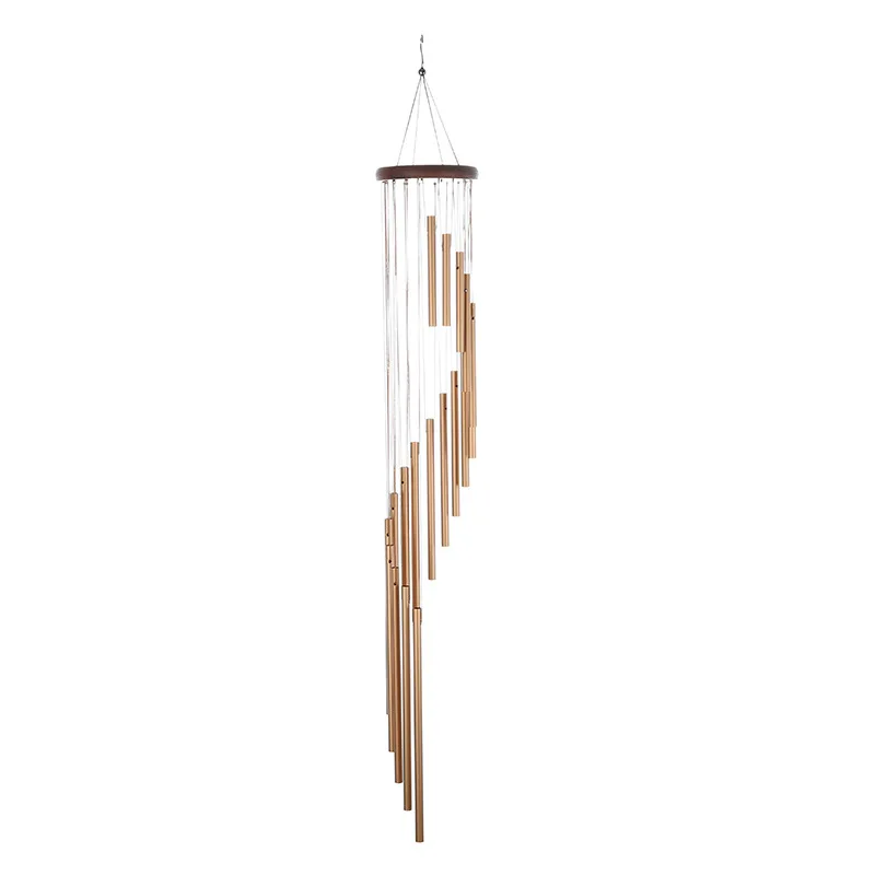 

wholesale 35 inch rotating 18 aluminium tubes metal wind chimes, Golden, silver