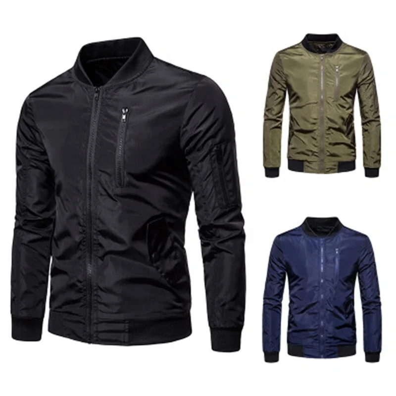 

Casual Sports Zipper Men Jacket, Black/army green/navy blue