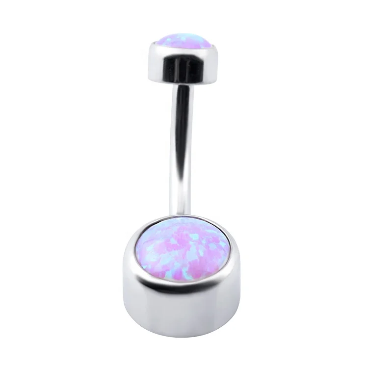 

Opal F136 Titanium Belly Button Ring Body Jewelry Piercing, Steel