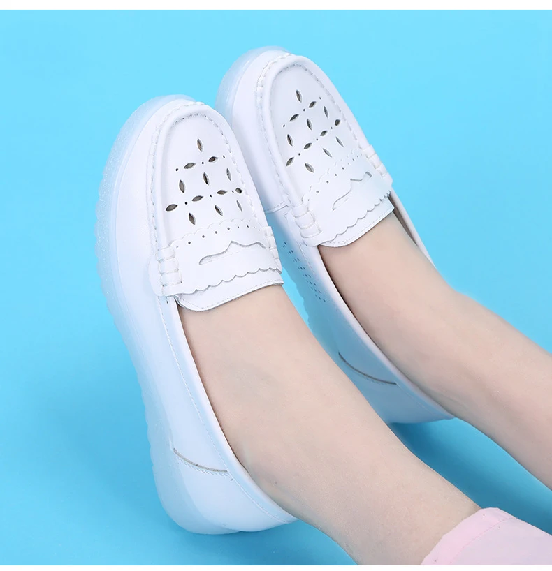 

White Flat Nurse Shoes Soft Jelly Soles Nursing Shoes Hospital Working Shoes for Women