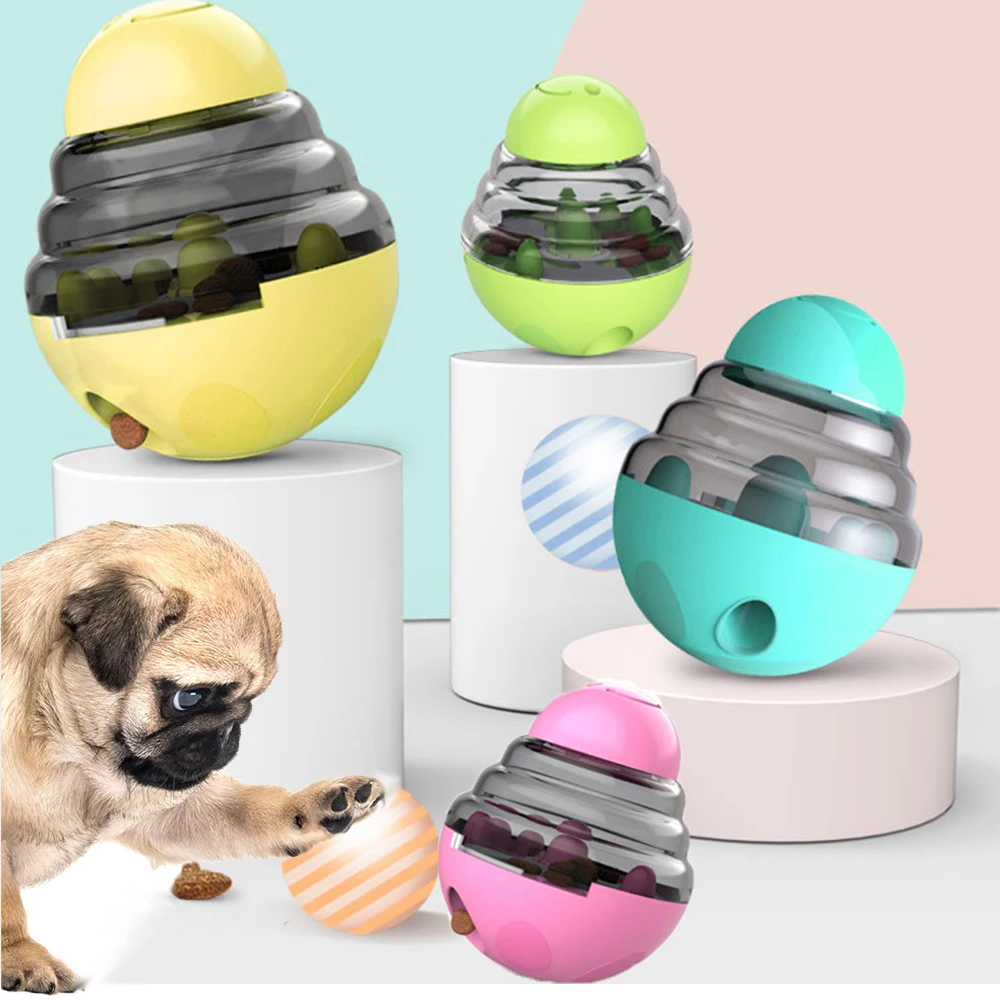 

Pet Tumbler Dog Toy New Puzzle Feeder Toy Pets Slow Kibble Dog Food Machine Dispensing Interactive Dog Toys Ball, Blue,yellow,green,plum
