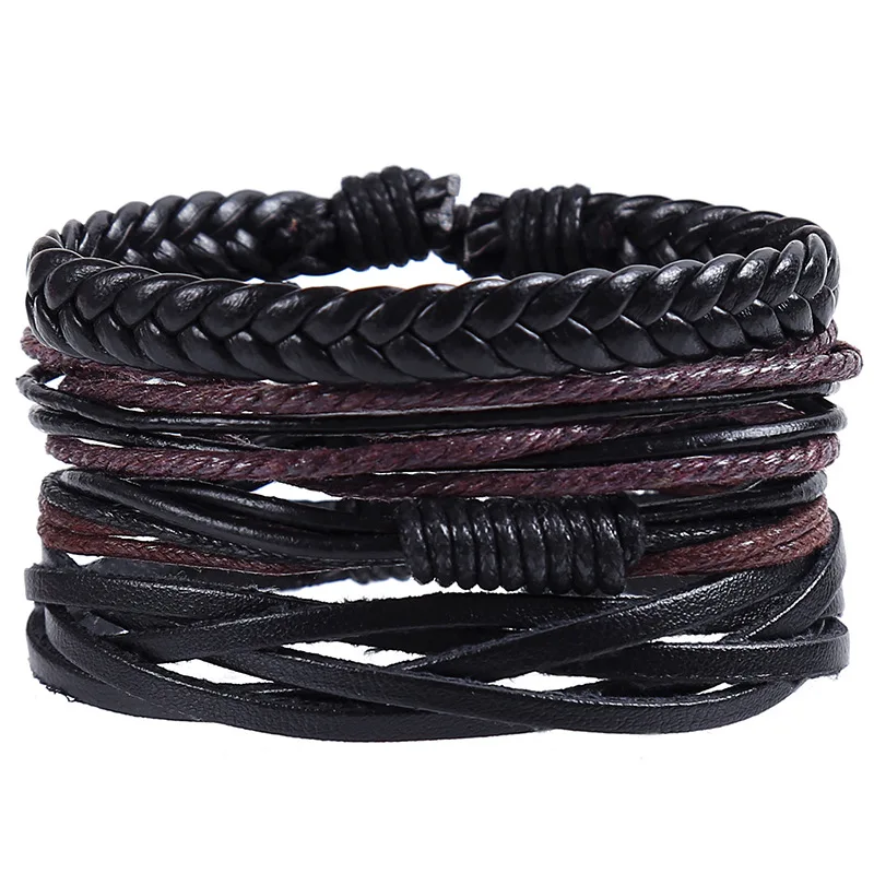

Simple Retro Set DIY Braided Cowhide Men's Leather Bracelet Wholesale