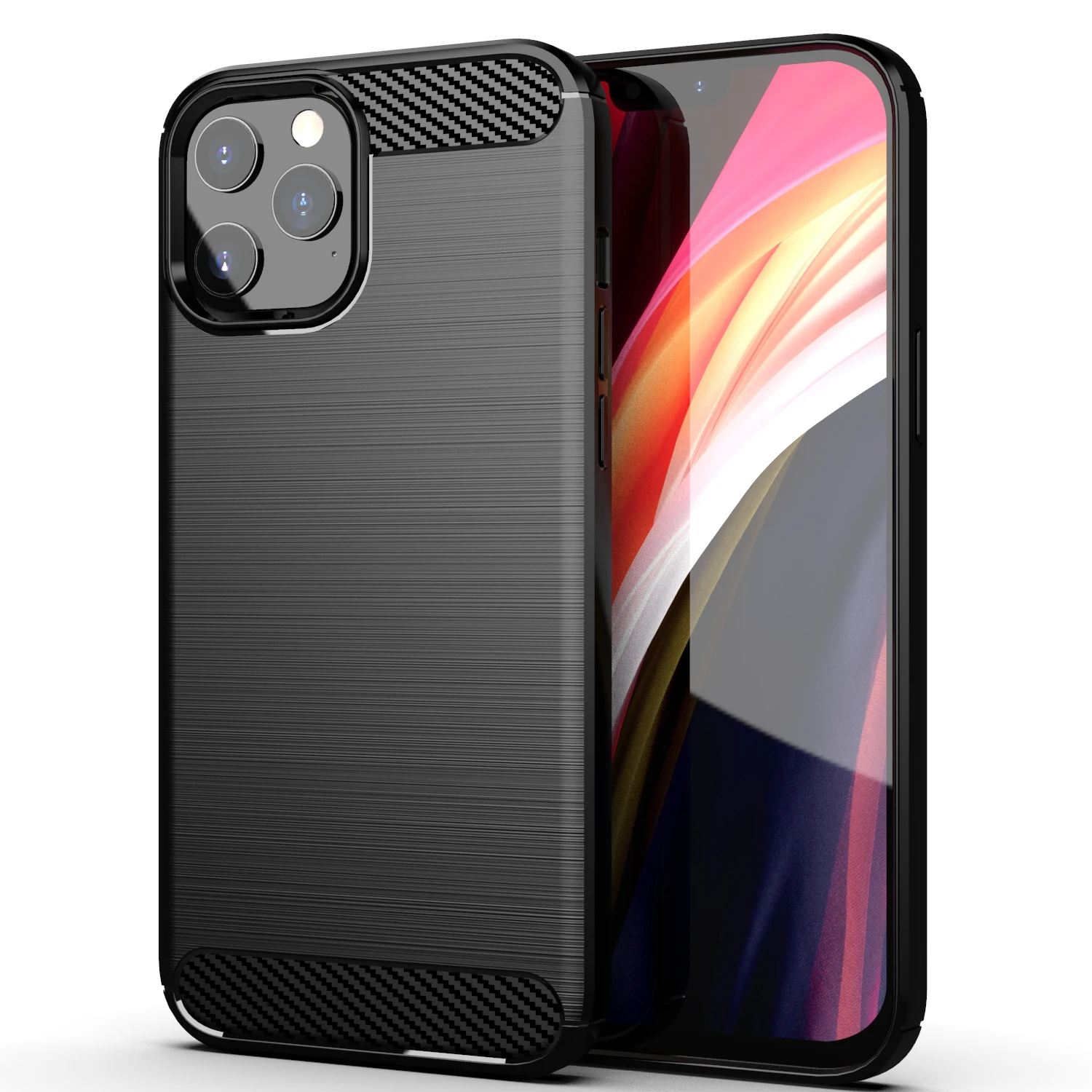 

Hot Sell 2020 Carbon Fiber Shockproof Soft TPU Back Cover mobile Phone Case For iPhone 12 pro Max