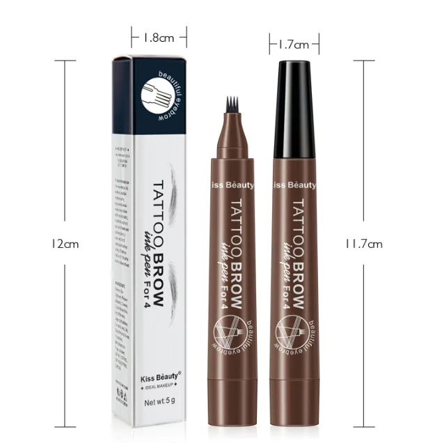 

New Waterproof Fine Liquid Eyebrow Pencil Own Brand 4 Tip Brow Pen, Multi-colored