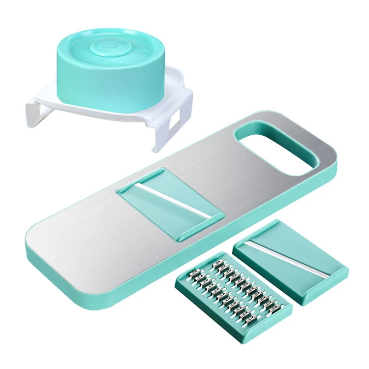 

AA179 Multifunctional Stainless Steel Vegetable Cutter Grater with Magnet Holder Kitchen Gadget Potato Shredder Mandoline Slicer, Blue