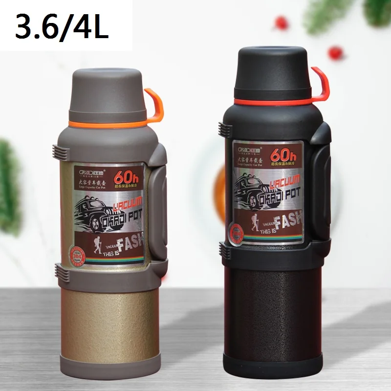 

Outdoor Insulated Vacuum Thermos 3600ML/400ML Stainless Steel Powder Coating Thermal Jug with One Water Cups