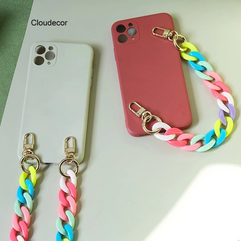 

Colorful Acrylic Mobile Phone Necklace Bag Decorative Detachable Acrylic Shoulder Chain Phone Case Crossbody Neck Straps Lanyard