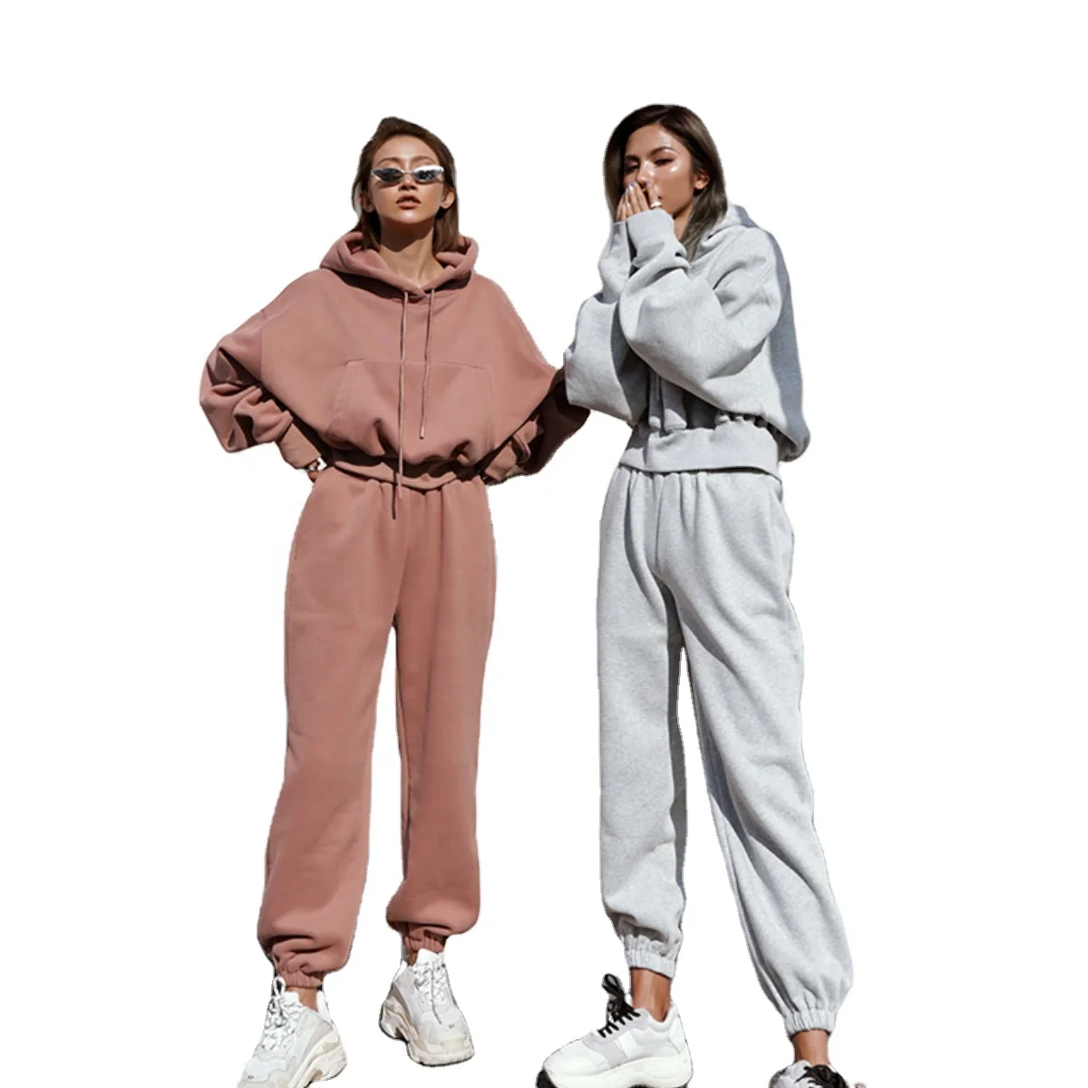 

NS040 Wholesale Women Winter Clothing streetwear casual heavy Two Piece Pullover Hoodie Set, Picture shows