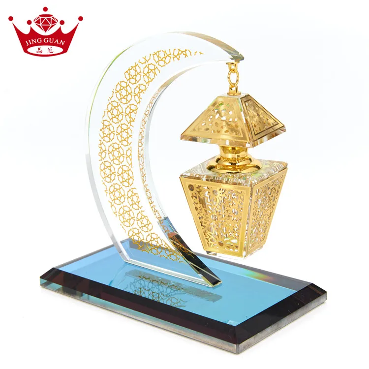 
Muslim Islamic Gifts Empty Decorative Crystal Fancy Crescent fragrance bottle Aromatherapy bottles 