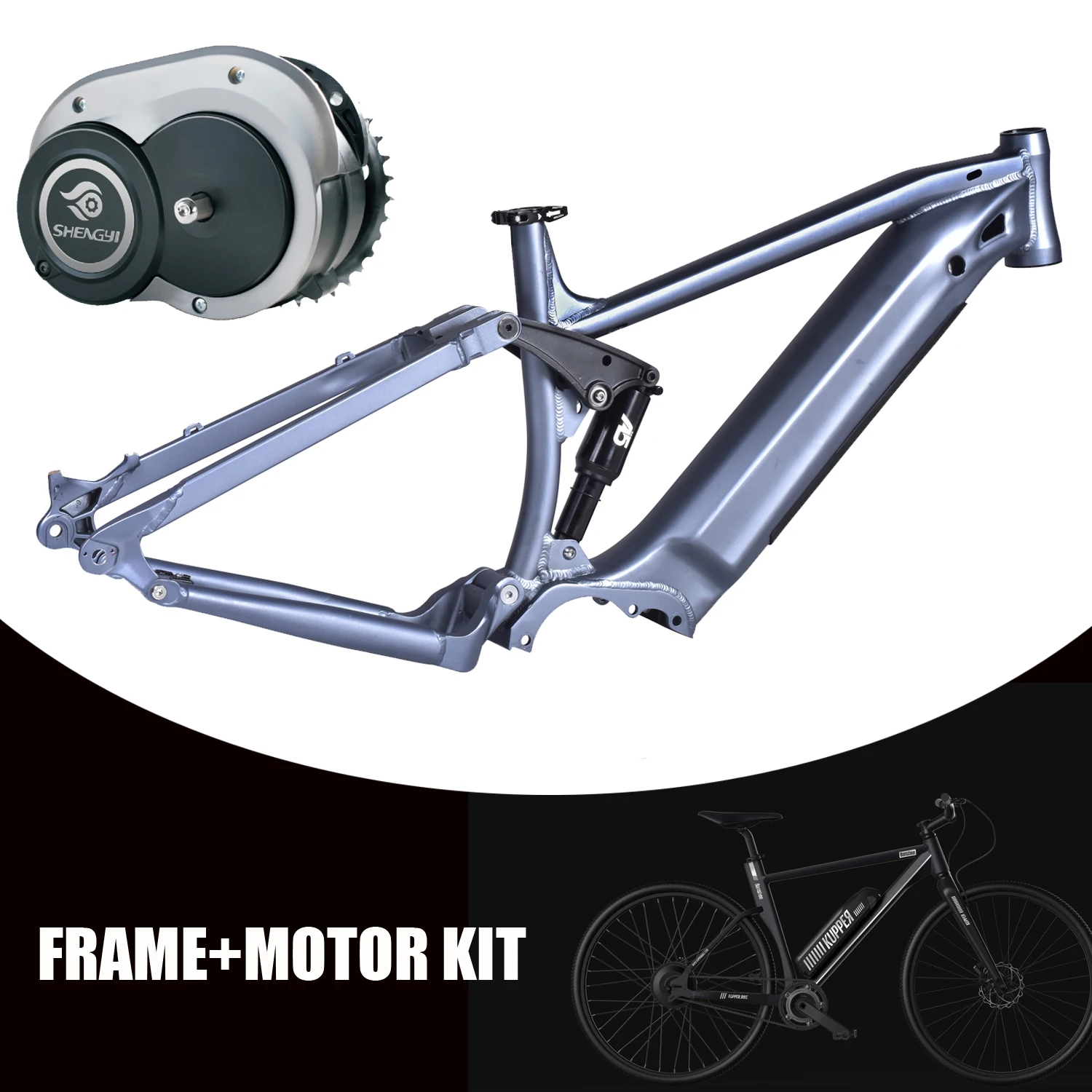 

Aluminum elelctric mountain bike Enduro 29er / 27.5 full suspension mtb frame with 500W center kits