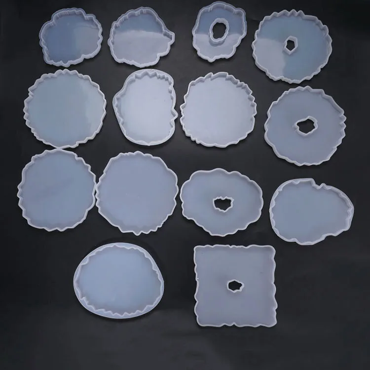 

Amazon Hot Sale Coaster Mould for Resin 11Pcs Silicone Geode Coaster Resin Casting Irregular Round Shape Coaster Epoxy Molds