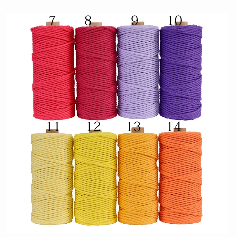 

2mm 3mm 4mm 100% Cotton Crochet Macrame placemats cord braided rope crafting Knitting string Yarn Weaving Supplies, White;black and stock 32 colors