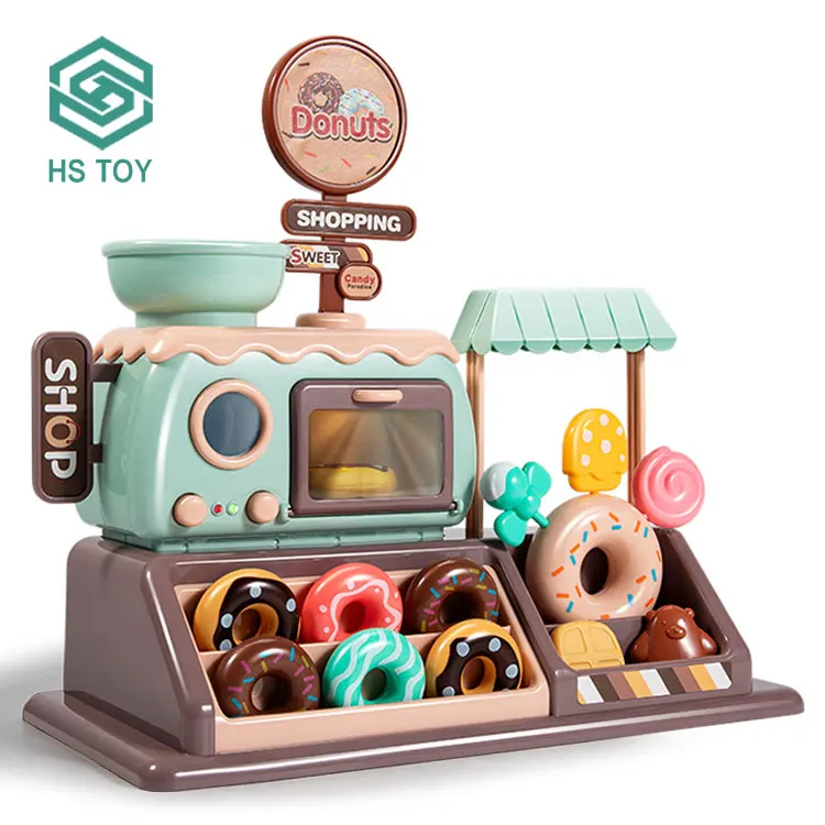 

HS Toy Smart Interactive Diy Sweet Donuts Shop Kid Role Play House Food Dessert Toy Food For Shop Toys Set