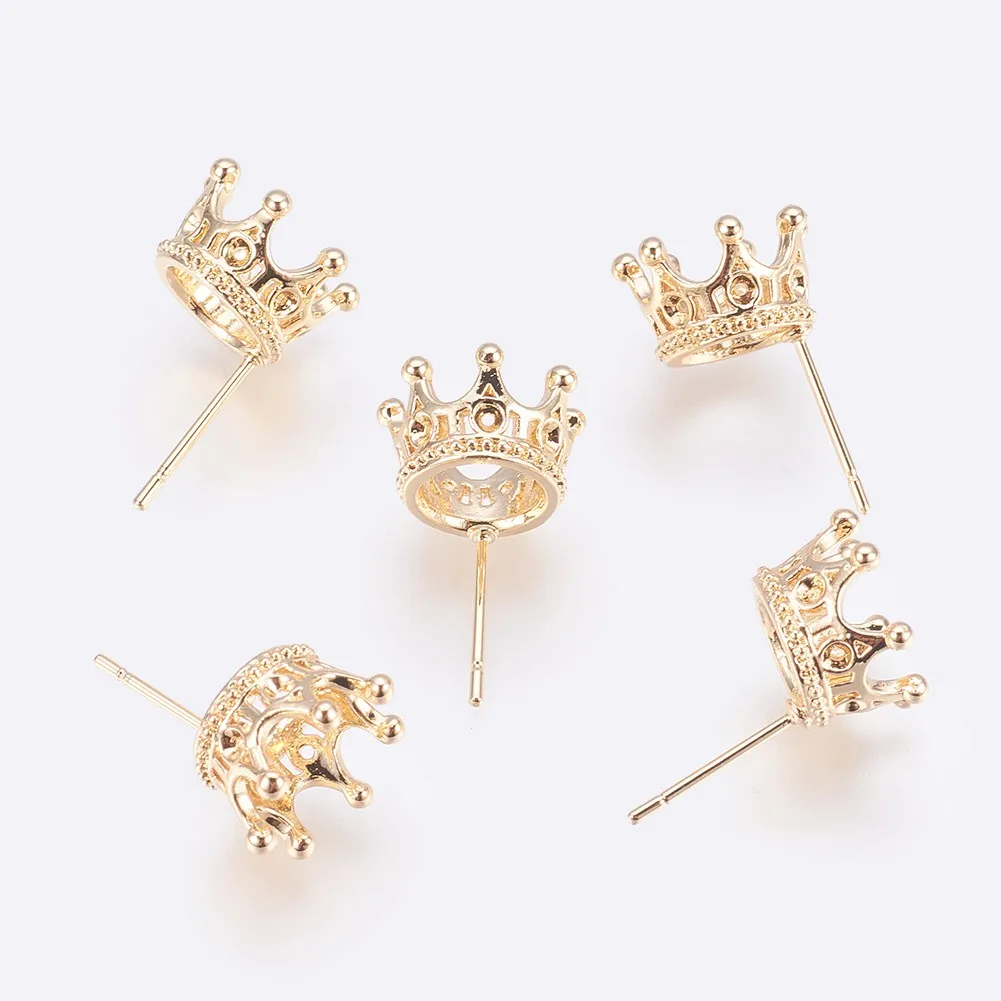 

PandaHall Real Gold Filled Color Crown Brass Stud Earring Findings