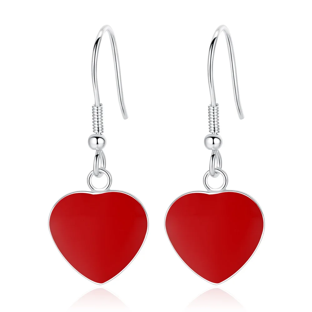 

Fashion trend new ladies simple and lovely sweet red heart pendant earrings party wedding jewelry accessories earrings