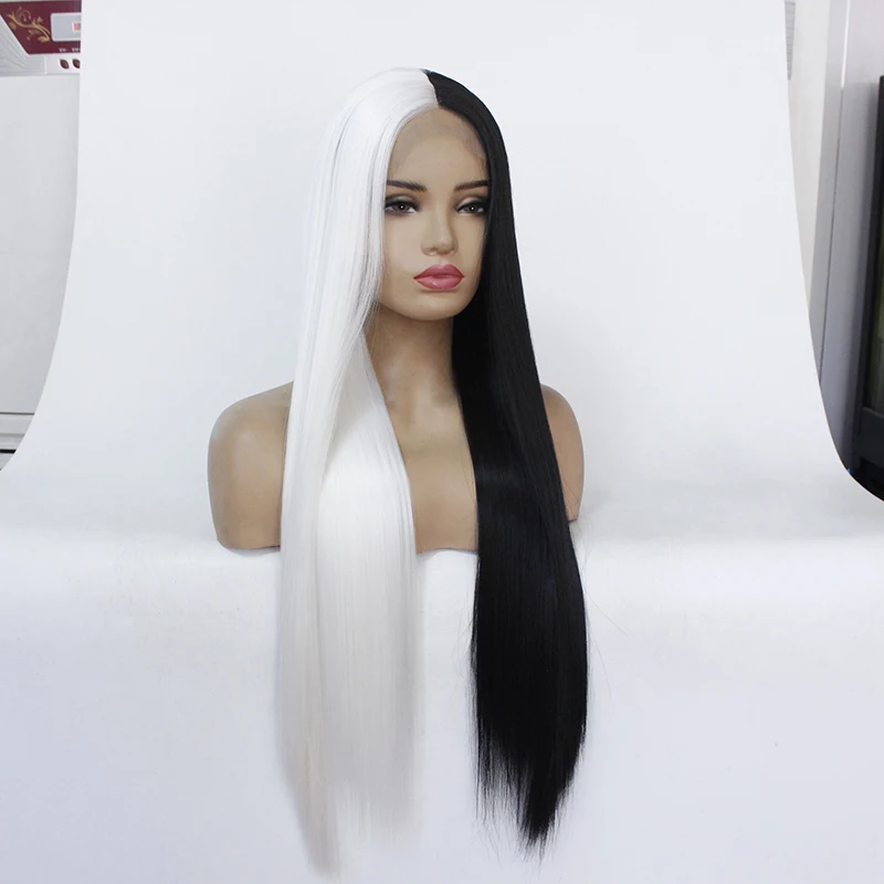 

30 inch silky frontal bone straight human hair lace wig for black women