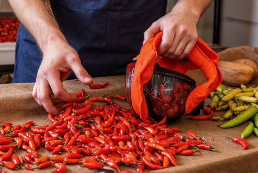 Proper safety equipment for handling extremely hot peppers including gloves, goggles, and ventilation