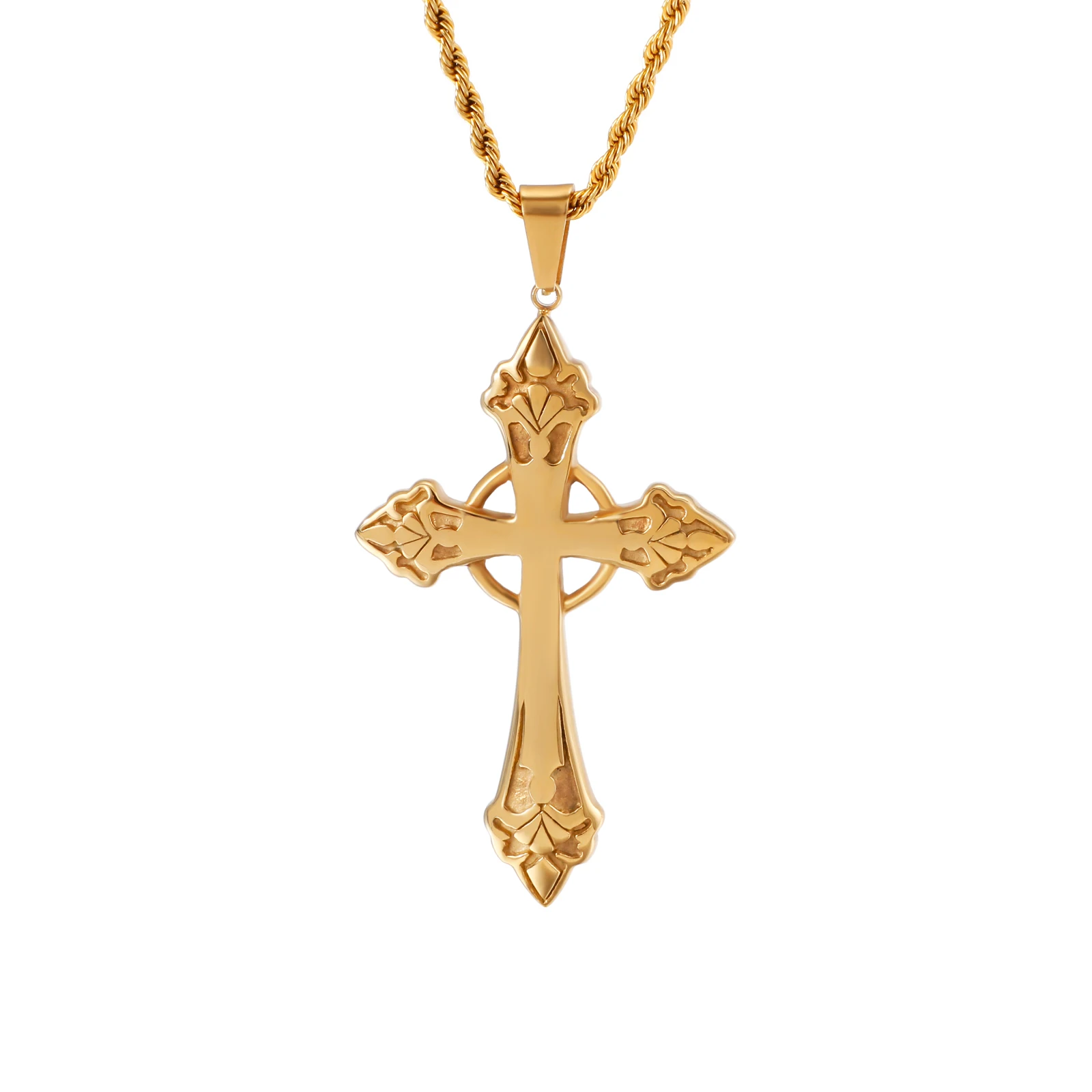 

KALEN hollowed out stainless classical simple cross pendant