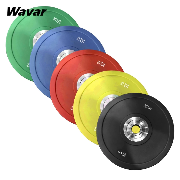 

Commercial Hot Plate Rubber Bumper Plates Gym Weight Plate Bumper Set Barbell, Black
