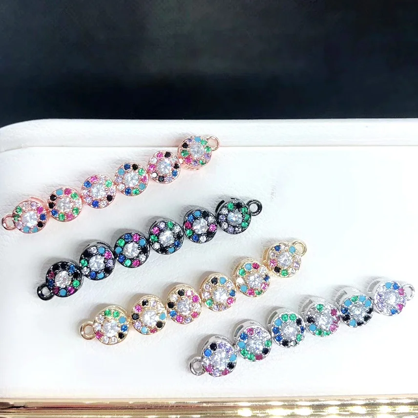 

Cute Design Jewelry Colorful Micro Pave CZ Chain Shape Connector For Girls