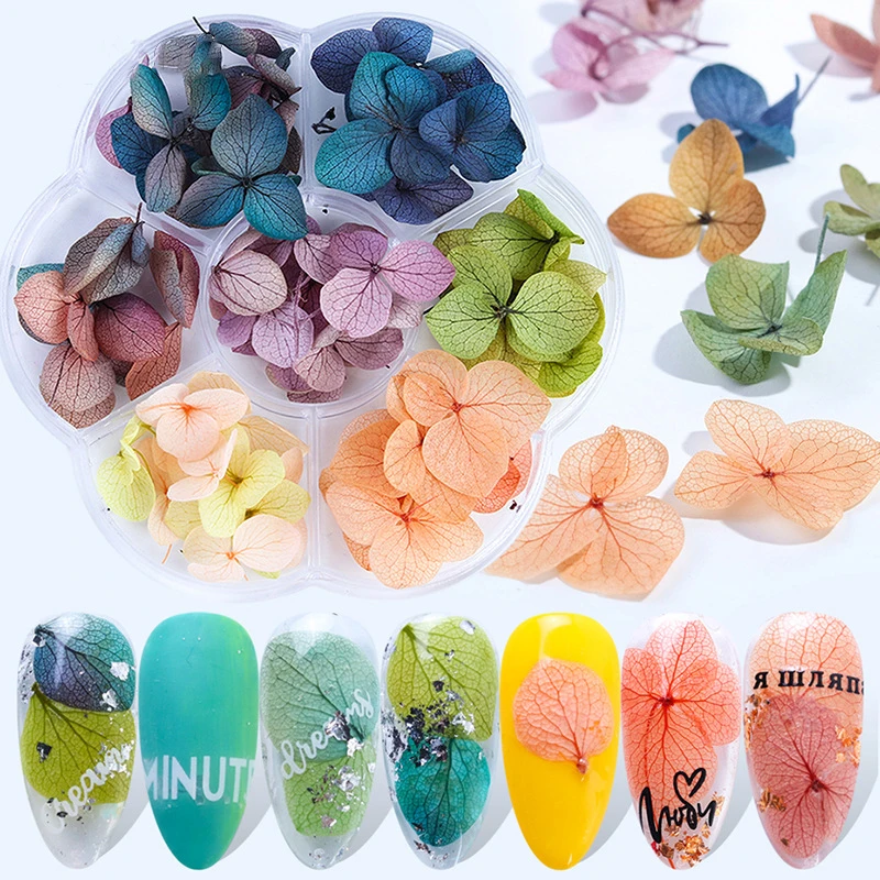 

Hot Sale Nail Dried Flowers Starry Leaves Flower 3d Nail Art Sticker For Tips Manicure Decor Mixed Accessories, As shown