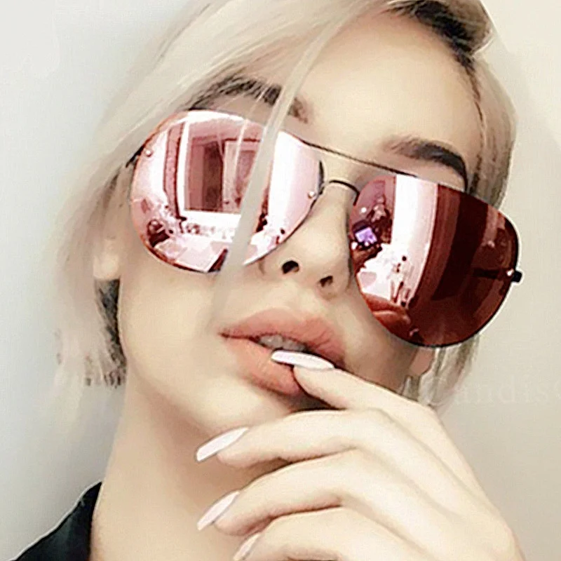 

2021 New Arrivals Fashion Vintage Women UV400 Oversized Sunglasses Oval Aviation Sunglasses Women, Mix color