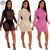 

9091915 fashion casual full lace leopard print transparent sexy women fashion bodycon mini dress