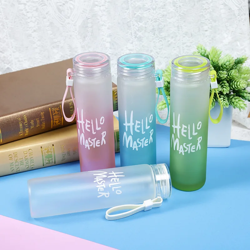 

Custom Blank Sublimation Label Frosted Glass Water Bottles Kids Student Advertising Gift Logo Printing Glass Water Bottles