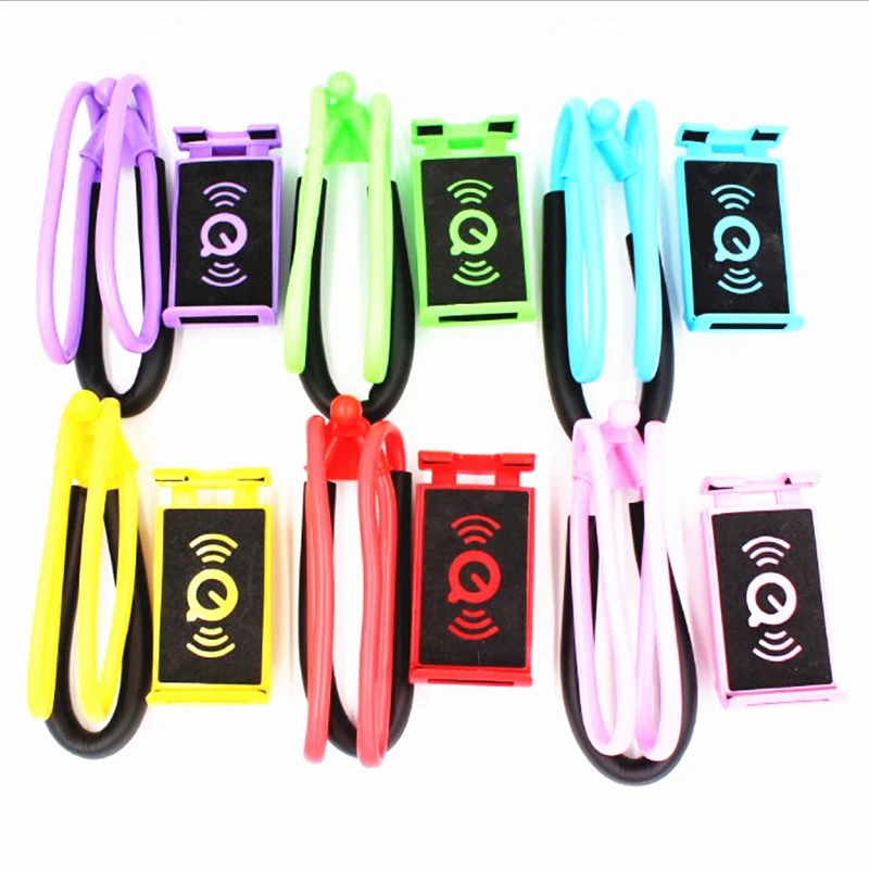 

Neck Hanging Flexible Lazy Phone Holder Necklace Cellphone Support Bracket Mobile phone holder, Black,green,purple,white,red,blue,yellow,pink