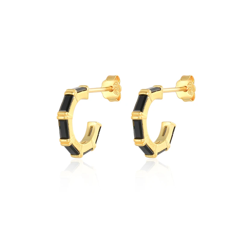 

CANNER Factory wholesale jewelry women 18K gold plated s925 sterling silver simple stud Hoop earring for women 2021