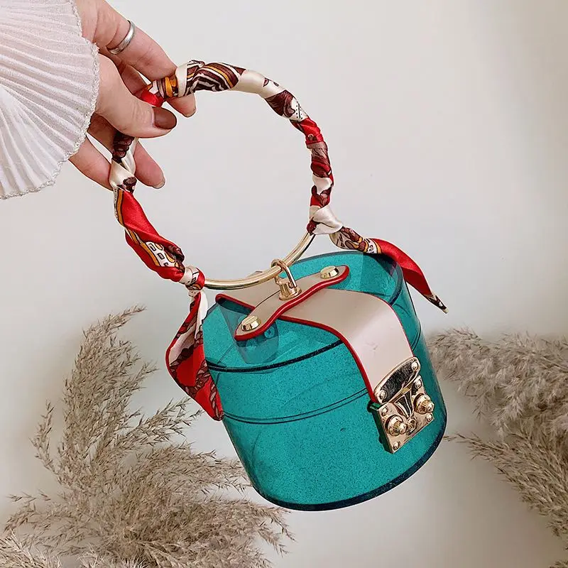 

Factory Ransparent Acrylic Korean Fashion Bucket Printing Ring Handbag Women Handbag Purses 2021 Luxury Bags Women Handbags, Bear style, love style, transparent style...