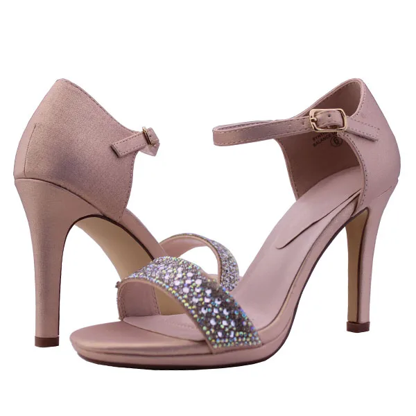 

luxury rhinestone sequins embellish tip toe upper pump high heel platform banquet ladies shoes