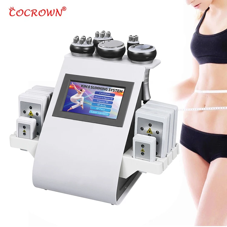 

6 In 1 Lipo Laser Body Loss Weight Rf Ultrasonic Beauty Slimming Machine Vacuum Cavitation Machine 40K, White