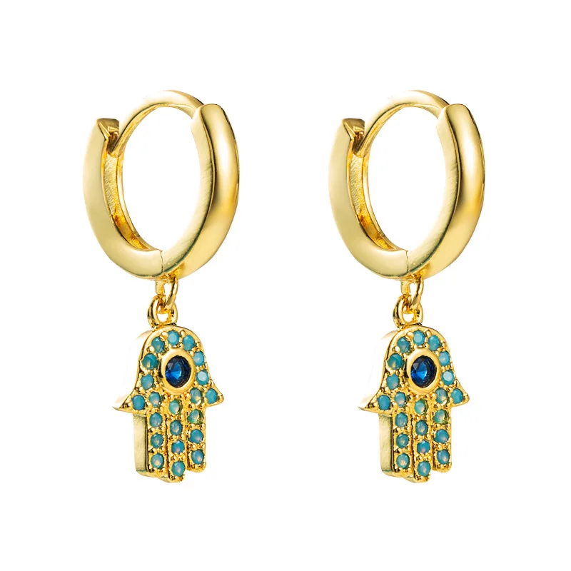 

Fashion monaco brand jewelry copper cz zircon dangle lucky palm earrings femele wedding gift