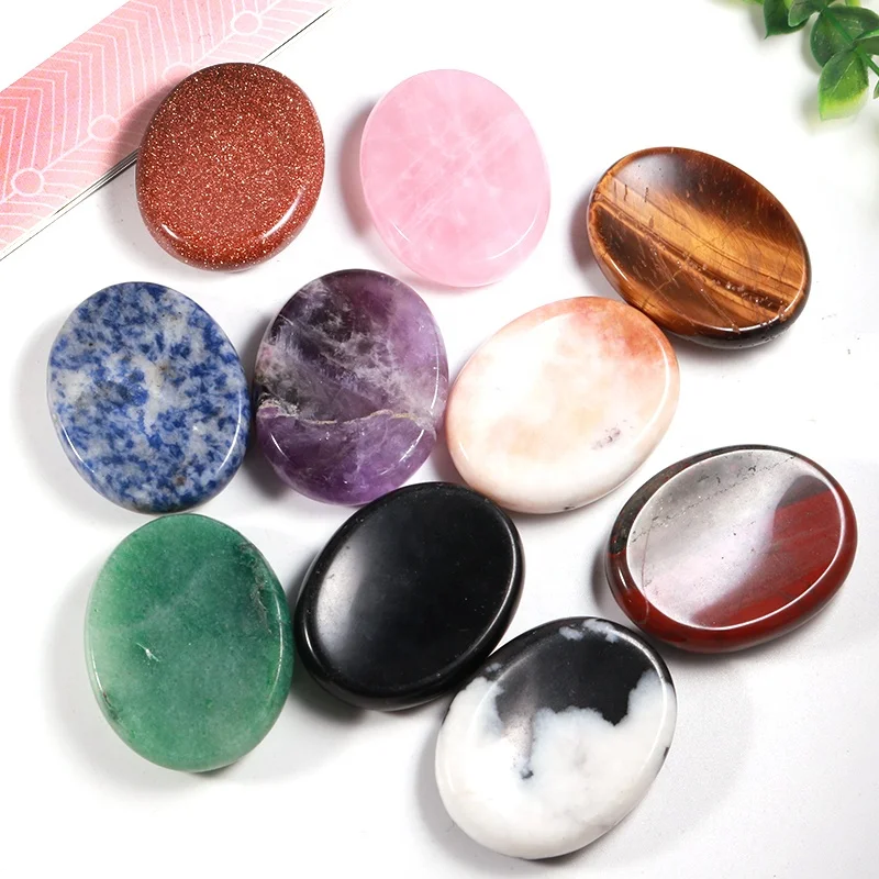 

Crystal Worry Stone Thumb Gemstone Natural Healing Crystal Therapy Reiki Massage Chakra Worry Stone