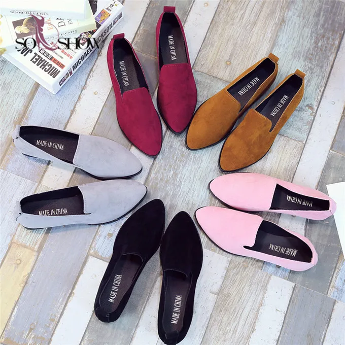 

new styles ladies loafers custom suede fashion comfortable flat girls shoes for women