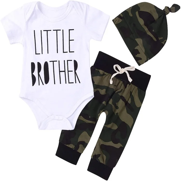 

Hot Sale Cotton 3 Piece Clothing Sets Jumpsuit Set Infant Bodysuit Baby Boy Romper, As picture or customize color
