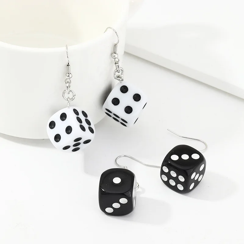 

Fashion Bar Party Trendy Design Handmade Resin Dice Pendant Drop Earrings, Picture shown