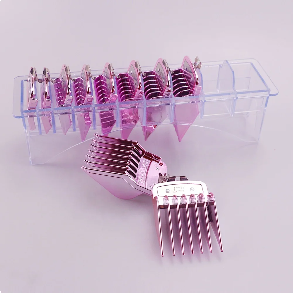 

10PCS Plating Pink Barber Universal Trimmer Guards Replacement Hair Clipper Guide Comb Barberia Limit Comb, Electroplating pink