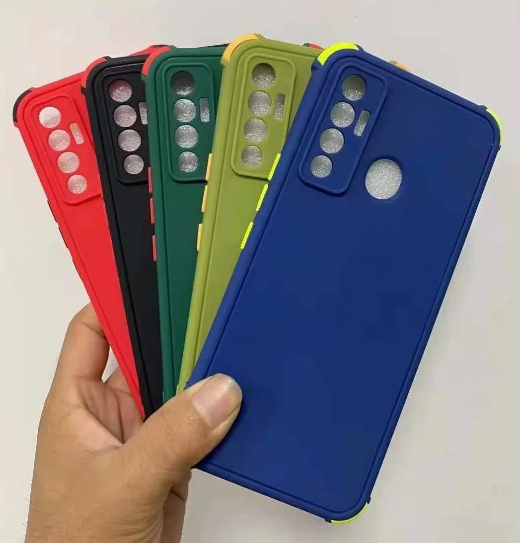 

Factory Supply Newest Colorful Button Soft TPU Shockproof Phone Case For Tecno CAMON 12 15 LC7 CAMON 17 17P, Multicolor