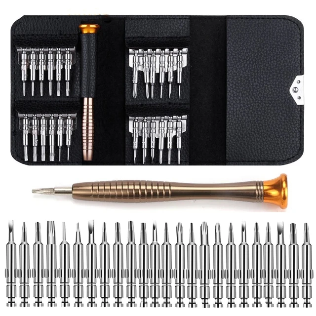 

Leather Case 25 In 1 Torx Screwdriver Set Mobile Phone Repair Tool Kit Multitool Hand Tools For Iphone Watch Tablet PC