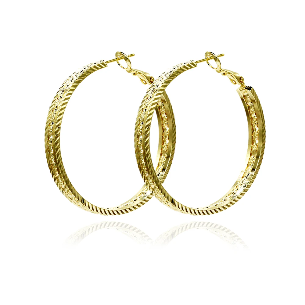 

wholesale Gold Plated Prevent allergy personalized Fashion brass stud Twisted Circle Hoop Earrings