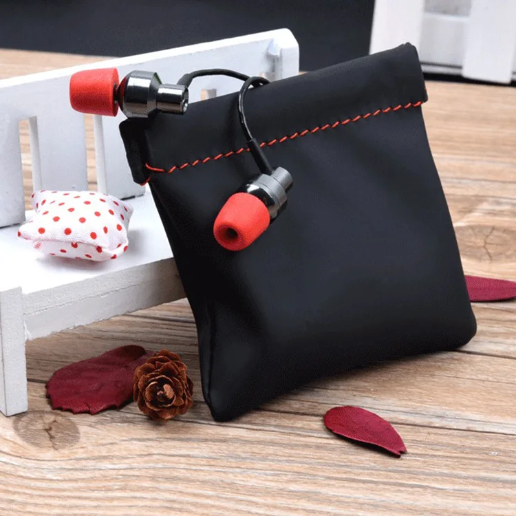 

Square PU in-Ear Headphone earphone Organizer Pouch Bag