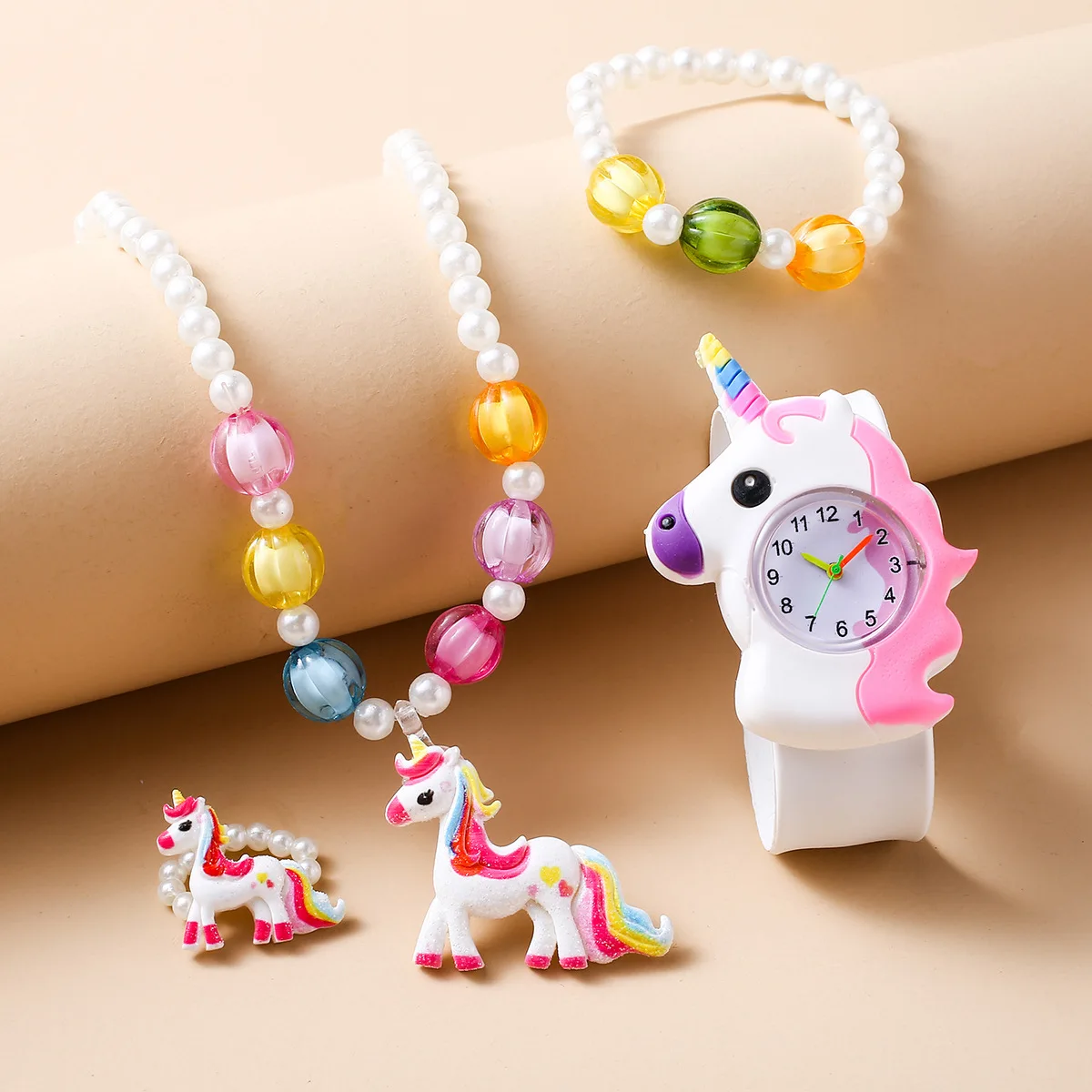 

2020 Children Papa watch Pretty Unicorn Jewelry Set Necklace Bracelet Baby Kids Girls jewelry set watches for girls gift set