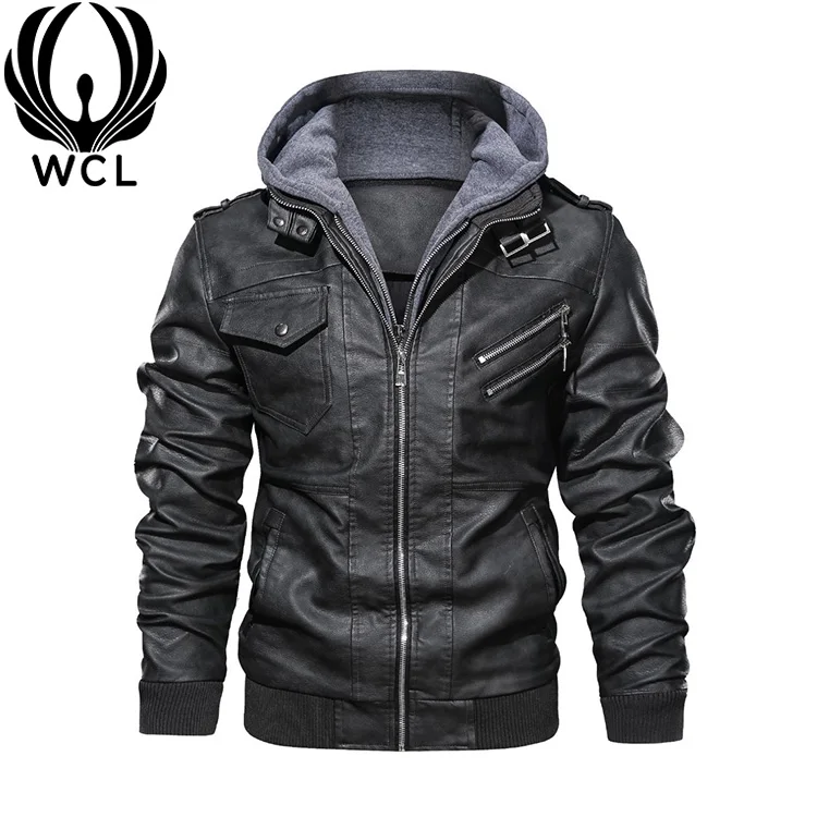 

Men Shearling Zipper Windproof Cuero Chaquetas-de-piel Hombr Rompevientos Chaqueta Hooded Coat Brown Leather Jacket