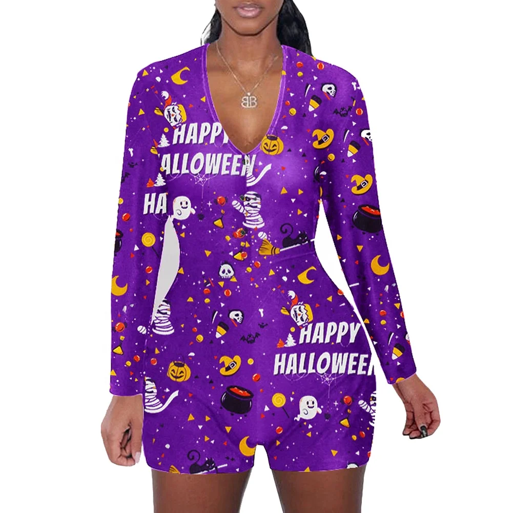 

9080 Wholesale Long Sleeve Nightwear Sexy Christmas Onesie Pajamas Womens Halloween Onesie, 6 colors: yellow, pink, black, light gray, deep gray, purple