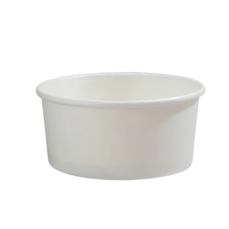

Manufacturers Supplier Biodegradable Disposable Kraft Food Box 360ml White Noodle Soup Bowl Paper Lids