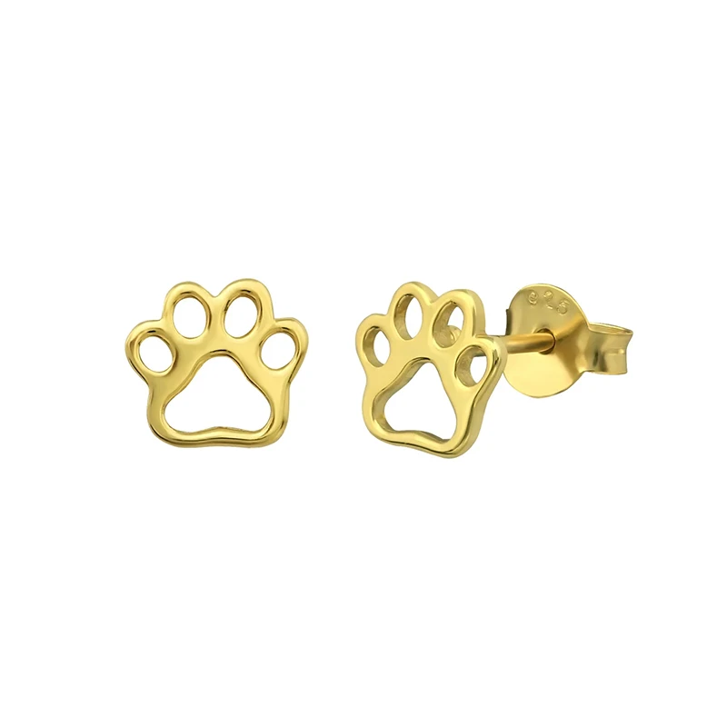 

ROXI Real S925 Sterling Silver Jewelry Cute Animal Dog Cat Footprints Paw Stud Earrings for Women