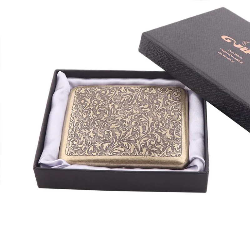 

20pcs Capacity antique copper popular metallic copper cigar tobacco cigarette case, As