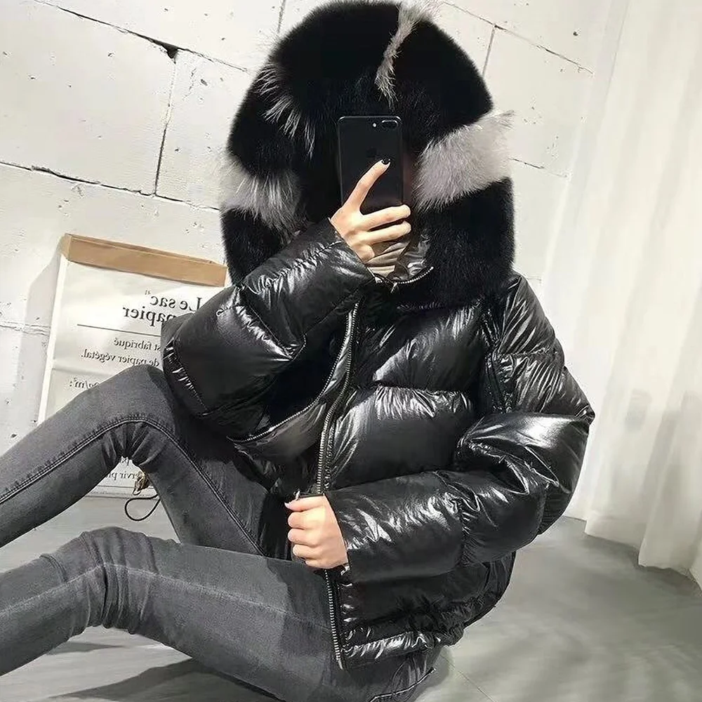 Fashion Lady Winter Filled Parka Wholesale Custom Duck Down Coat Women /Winter Warm Double Face Women fox fur hooded Down Coat